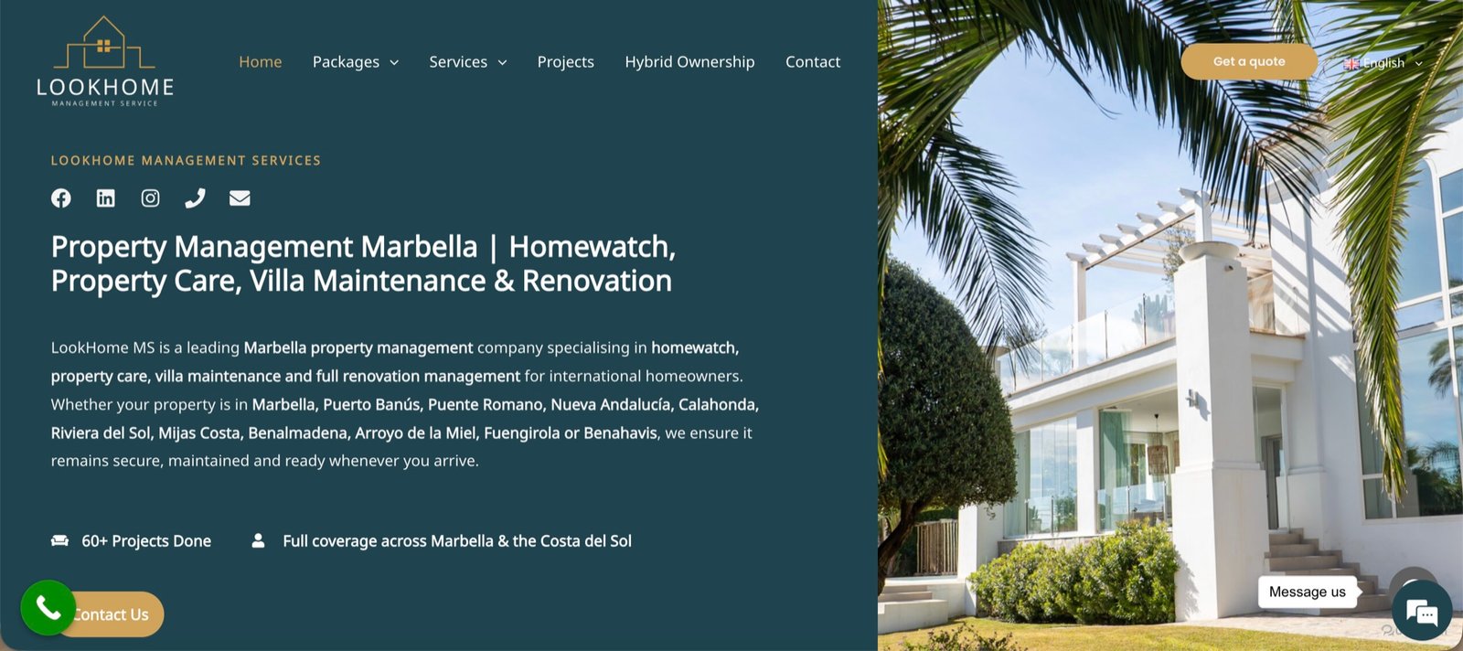 Website preview for LookHome MS, a Costa del Sol property-services client