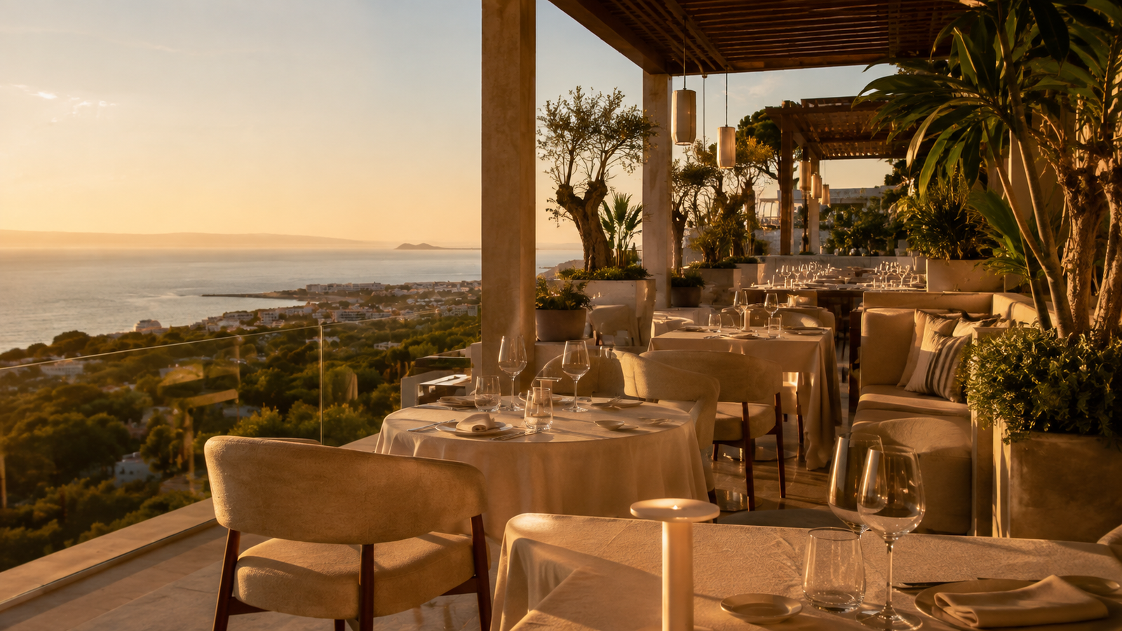 Premium restaurant interior in Marbella for luxury hospitality marketing